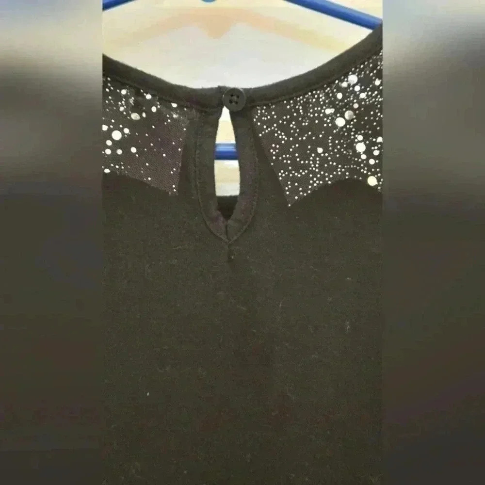 Girls black and silver glitter layered tule long sleeve dress size 6 / 6X - Picture 7 of 8